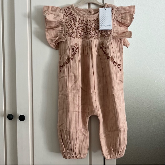 LOUIS LOUISE Churros Floral Embroidered Ruffle Romper Playsuit - Picture 2 of 6